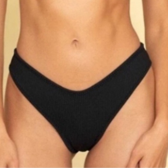 🖤 Montce NWT BOTTOMS Black Rib Lulu Bikini Bottom - 24848 Size XS - Picture 2 of 4